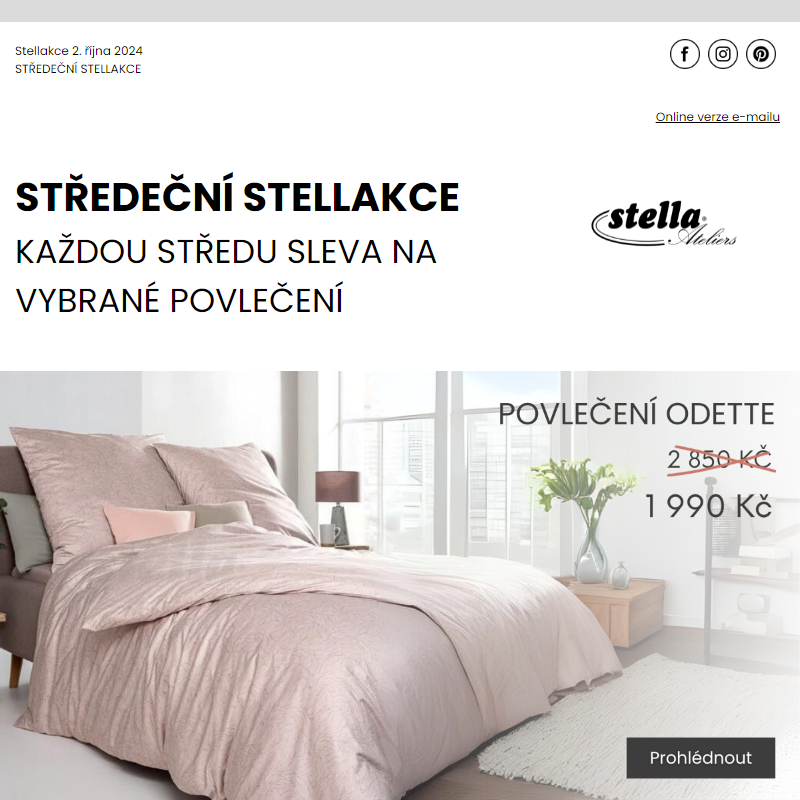 Stellakce: Jen 24 hodin Povlečení Odette za 1 990 Kč