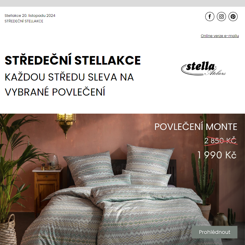 Stellakce: Potrpíte si na kvalitu a originální design? Potom je luxusní povlečení MONTE to pravé pro Vás, jen 24 hodin za 1 990 Kč