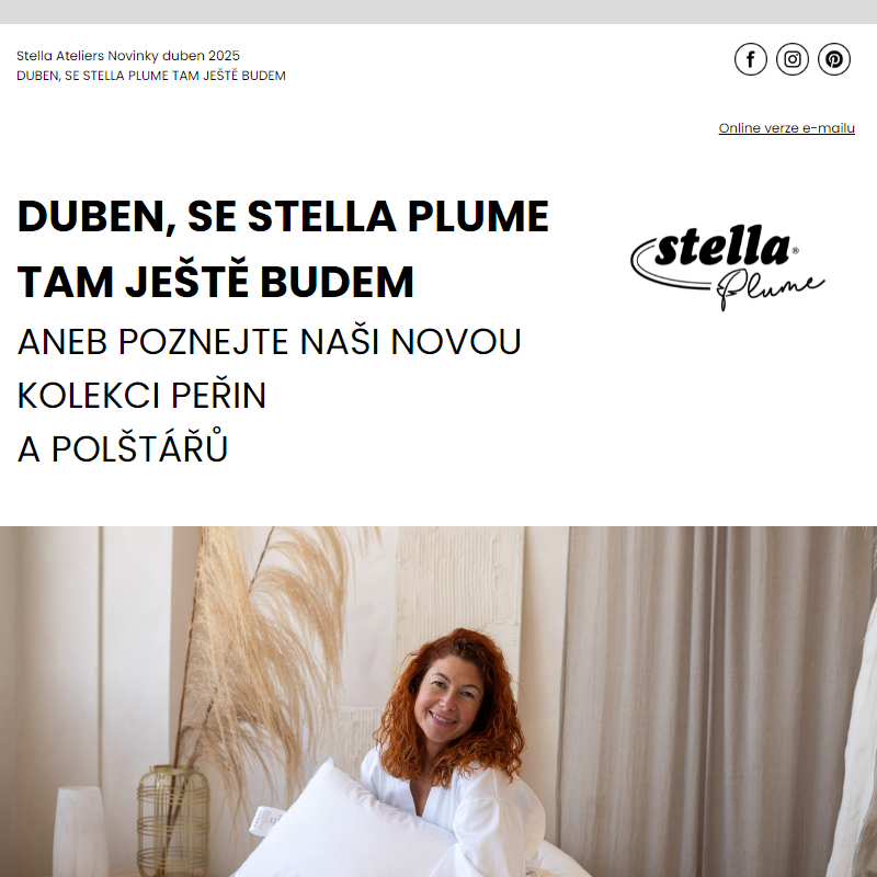 Duben, se Stella Plume tam ještě budem - nová kolekce peřin a polštářů