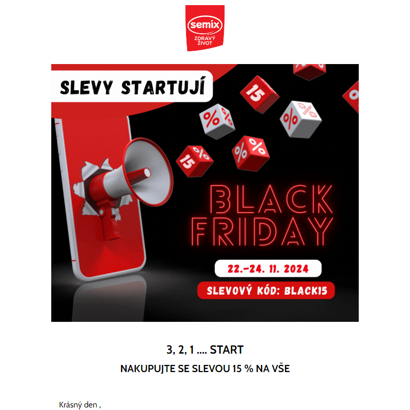 15 % sleva na vše již začala - Black Friday startuje