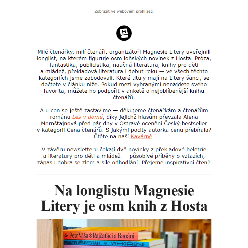 Osm knih z Hosta může získat Magnesii Literu _