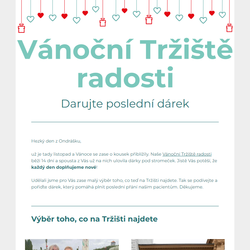 Vánoční Tržiště radosti - nové dárky