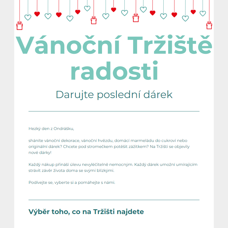 Vánoční Tržiště radosti - vánoční dekorace i zážitky