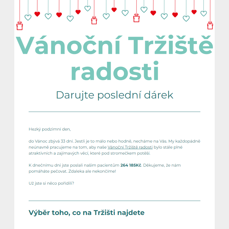 Vánoční Tržiště radosti - nové dárky