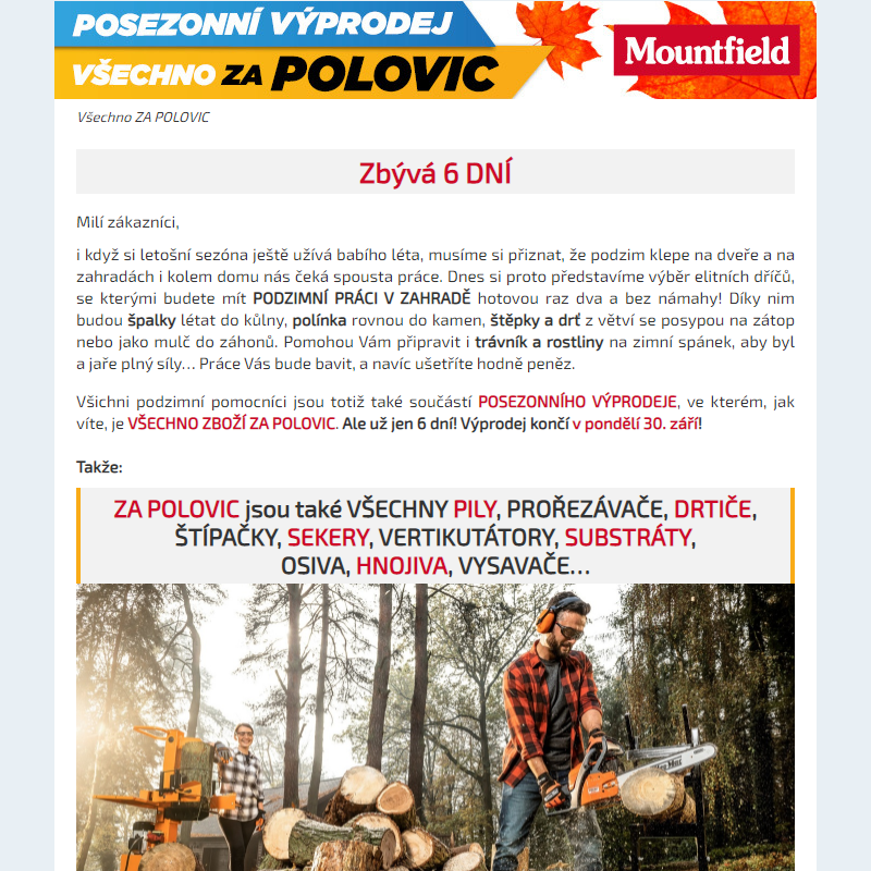 Podzimní dříči – také všichni ZA POLOVIC! Už jen do pondělí 30. 9.