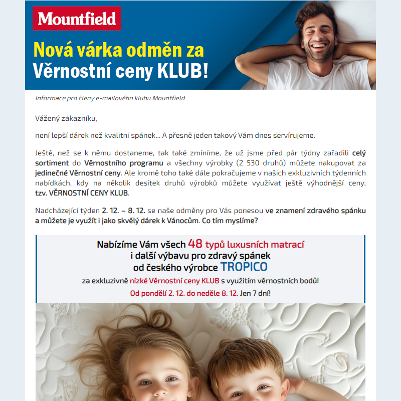 Odměny týdne: luxusní české matrace za Věrnostní ceny KLUB!