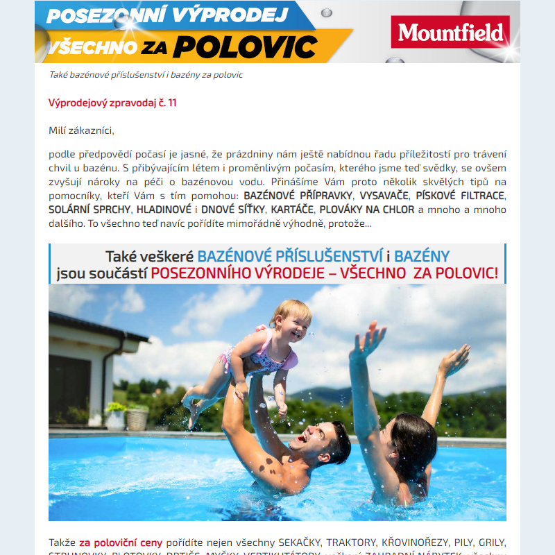 Vše pro záchranu vody v bazénech. A vše ZA PÁR KORUN – ZA POLOVIC!