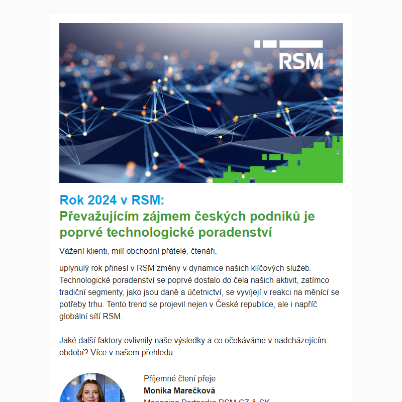 Rok 2024 v RSM: Převažujícím zájmem českých podniků je poprvé technologické poradenství | Pozvánka na byznys snídani