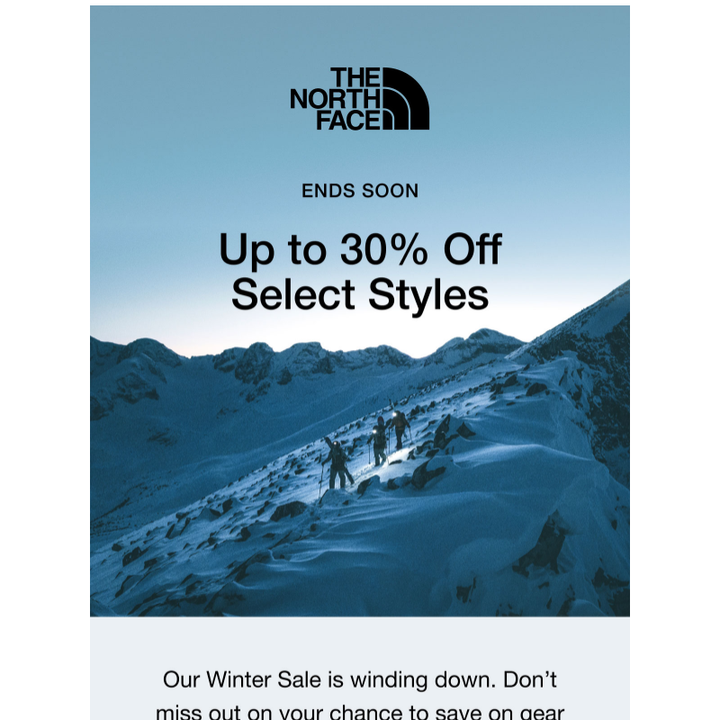 Up to 30% off Winter Sale ends soon...