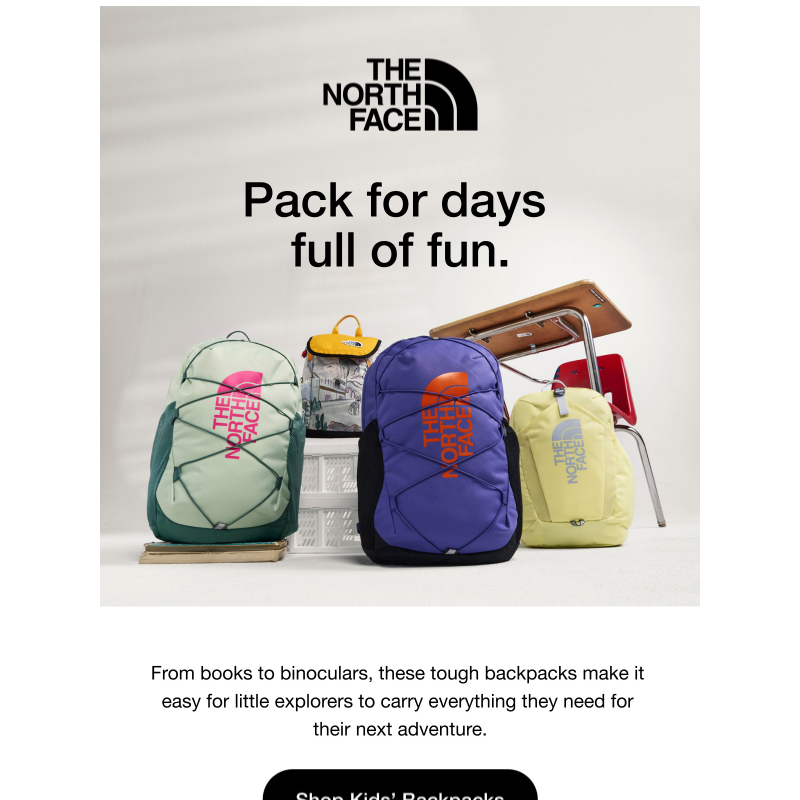 Just in: Kids' packs for wherever they're going.