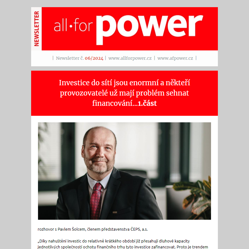 Newsletter časopisu All for Power c. 06/2024