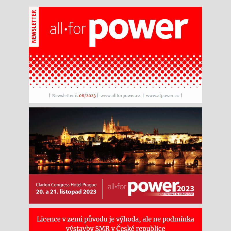 Newsletter časopisu All for Power c. 08/2023