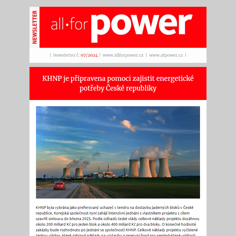 Newsletter časopisu All for Power c. 07/2024