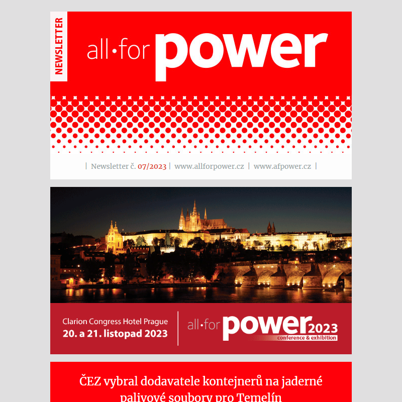 Newsletter časopisu All for Power c. 07/2023