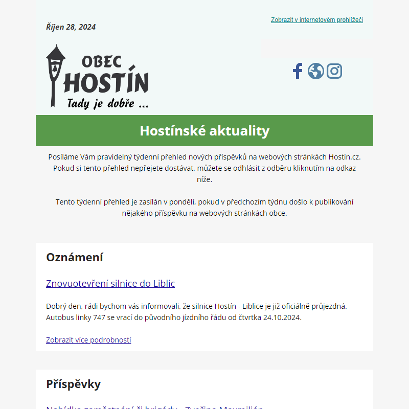 Nejnovější příspěvky z webu Hostín.cz