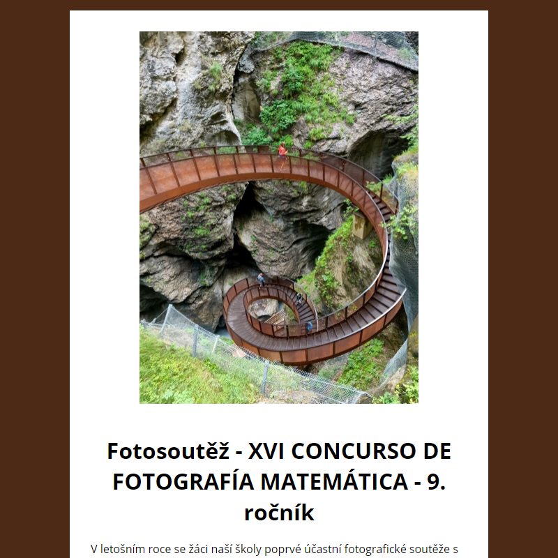 Fotosoutěž - XVI CONCURSO DE FOTOGRAFÍA MATEMÁTICA - 9. ročník