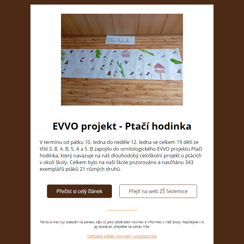 EVVO projekt - Ptačí hodinka