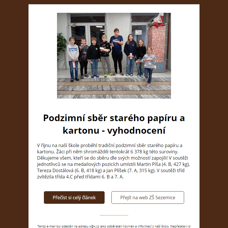 Podzimní sběr starého papíru a kartonu - vyhodnocení