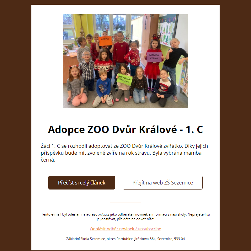 Adopce ZOO Dvůr Králové - 1. C