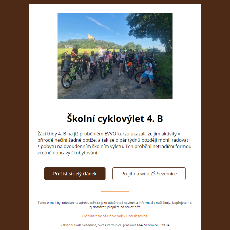 Školní cyklovýlet 4. B