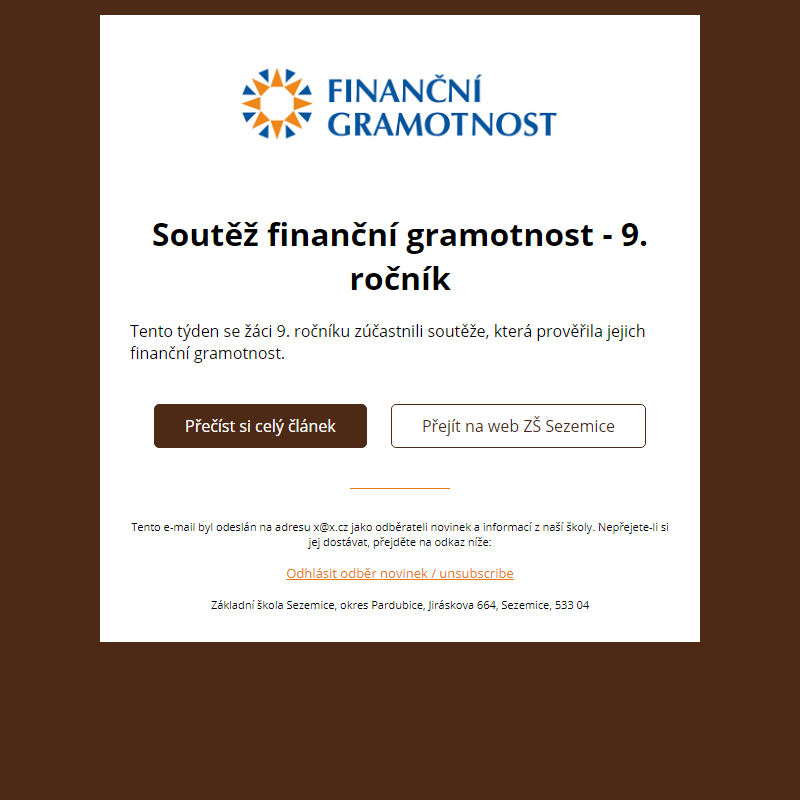 Soutěž finanční gramotnost - 9. ročník