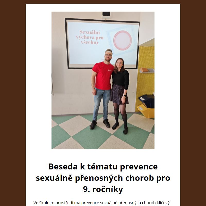 Beseda k tématu prevence sexuálně přenosných chorob pro 9. ročníky
