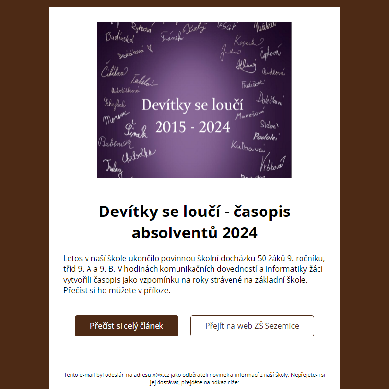 Devítky se loučí - časopis absolventů 2024