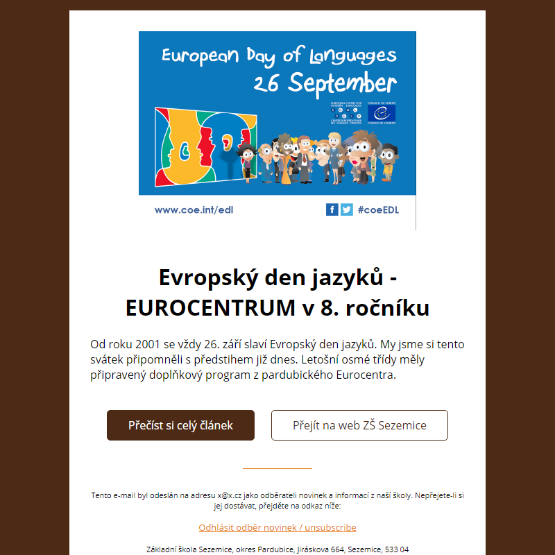 Evropský den jazyků - EUROCENTRUM v 8. ročníku