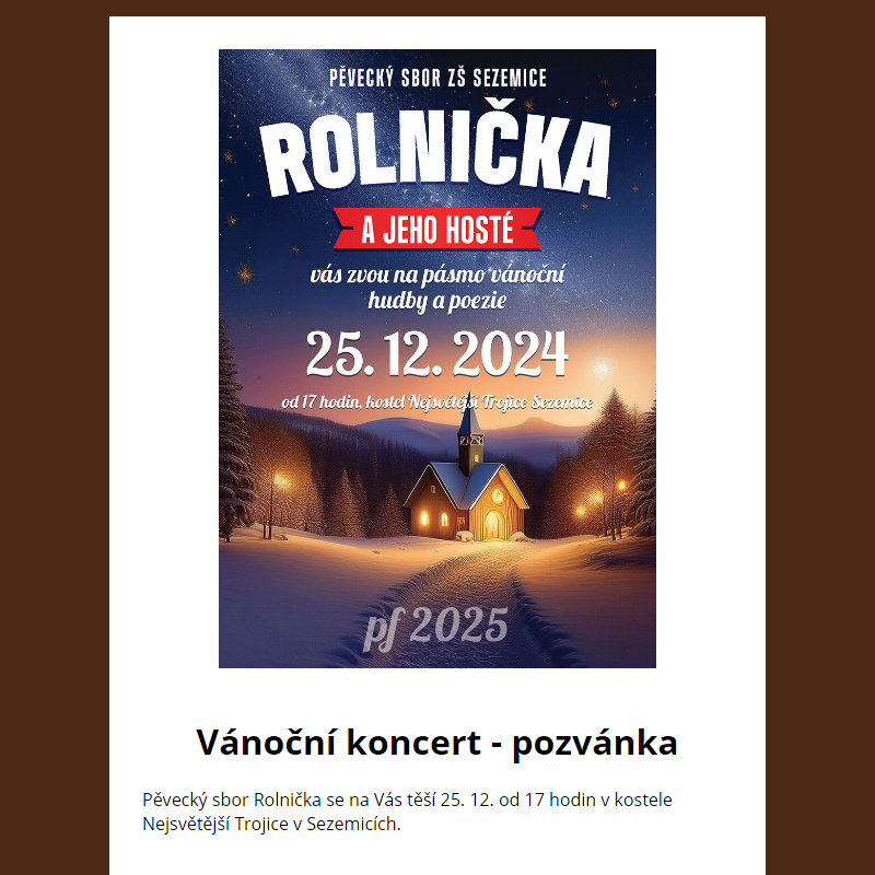 Vánoční koncert - pozvánka