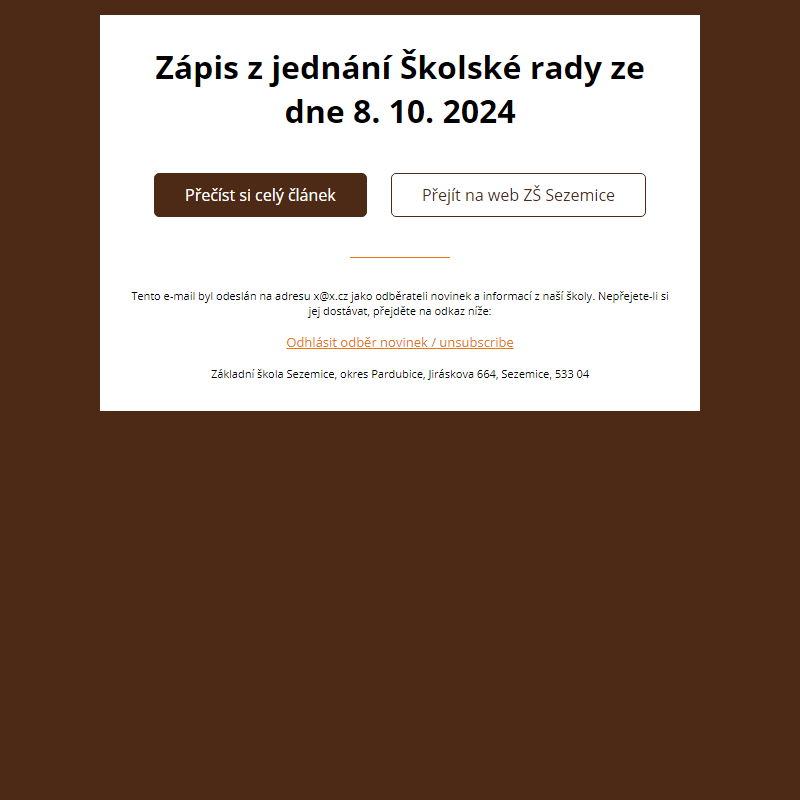 Zápis z jednání Školské rady ze dne 8. 10. 2024