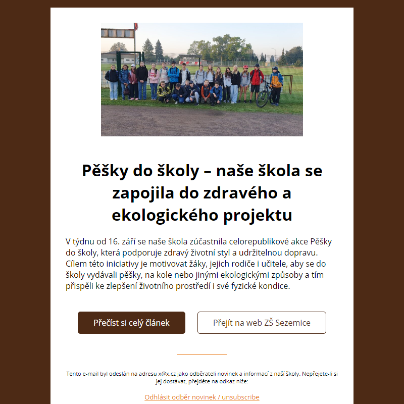 Pěšky do školy – naše škola se zapojila do zdravého a ekologického projektu