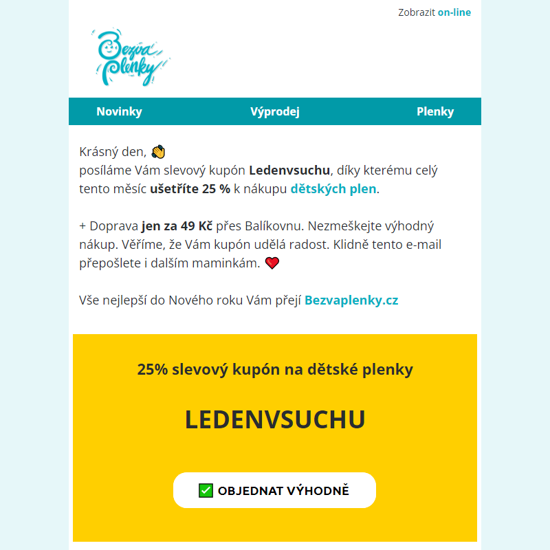 Lednový výprodej - 25% sleva na plenky _