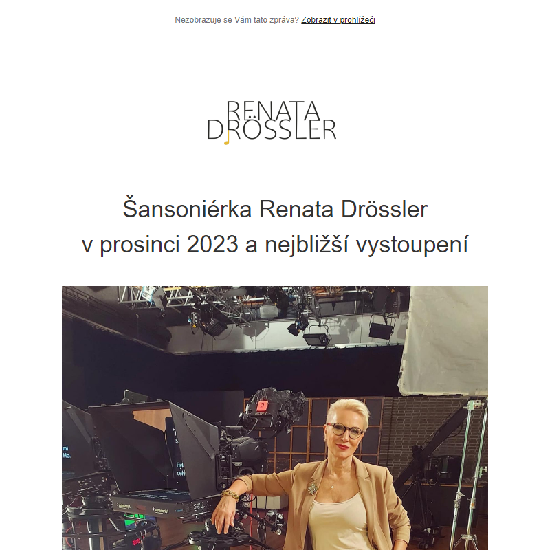 Šansoniérka Renata Drössler v prosinci 2023 a nejbližší vystoupení