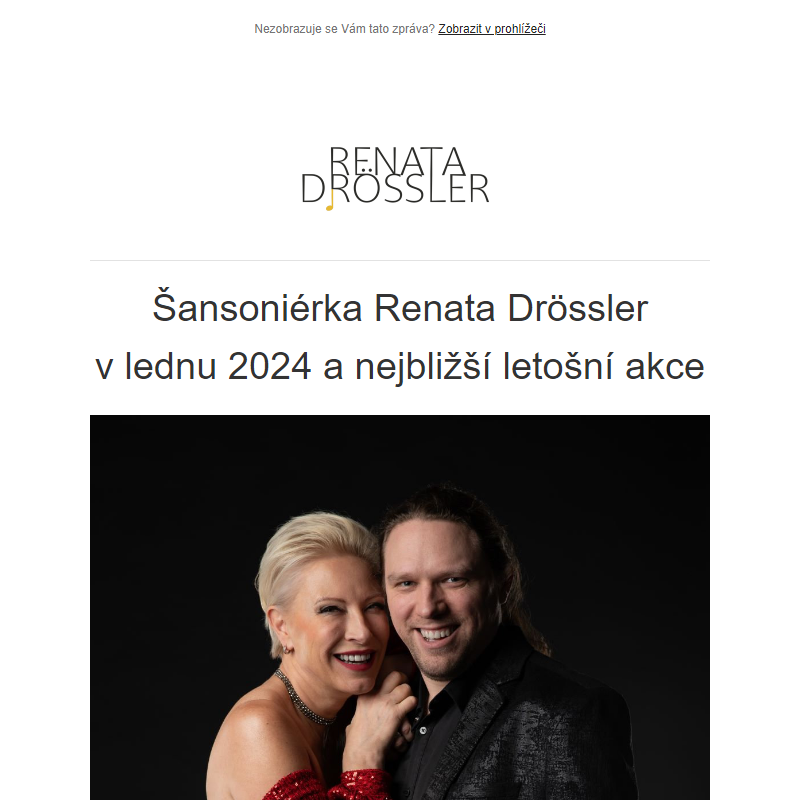 Šansoniérka Renata Drössler v lednu 2024 a nejbližší letošní akce