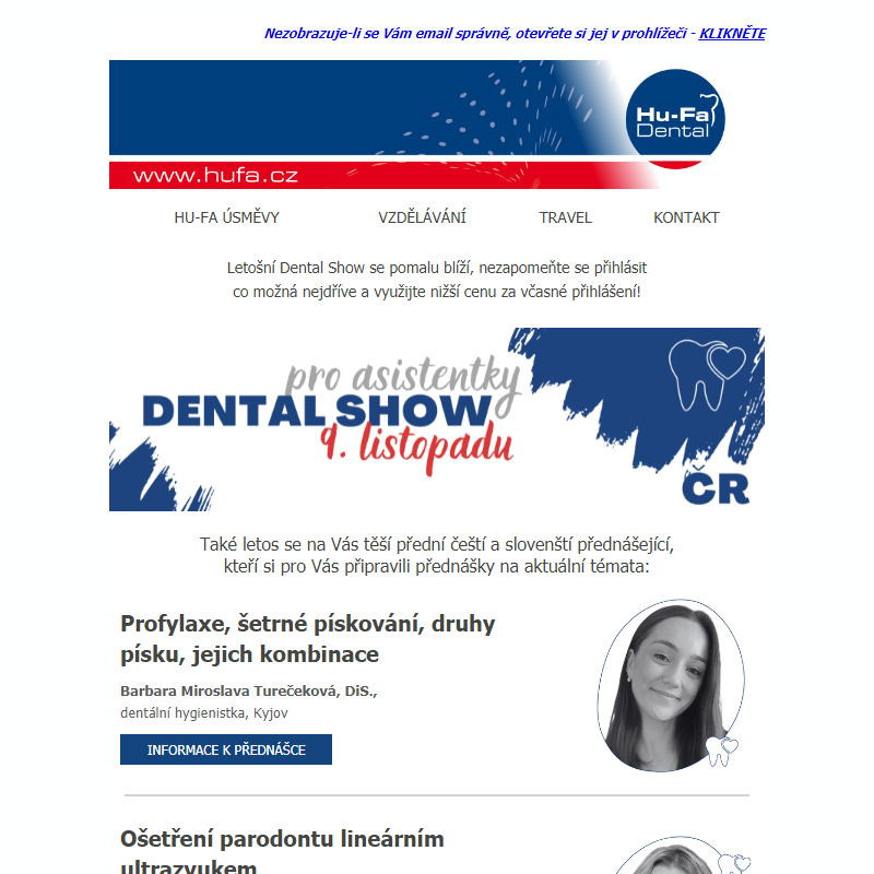 Vzdělávání - Program Dental Show pro hygienistky a sestry - on-line 9. listopadu