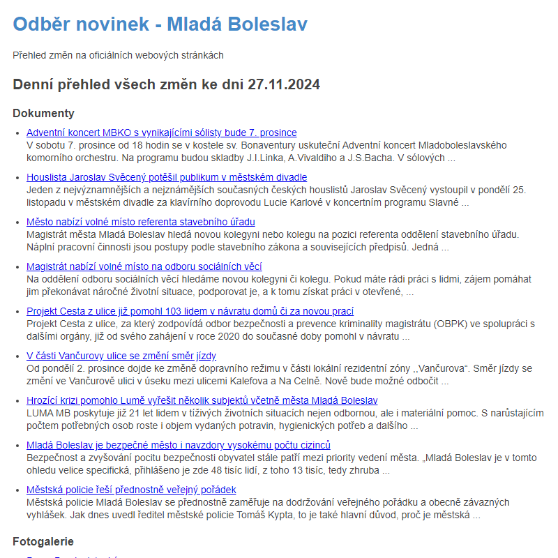 Odběr novinek ze dne 27.11.2024