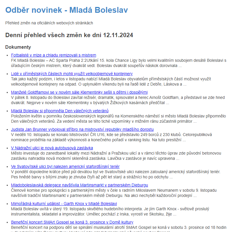 Odběr novinek ze dne 12.11.2024