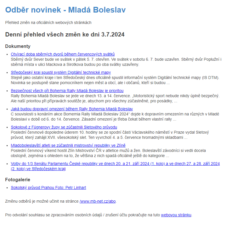 Odběr novinek ze dne 3.7.2024