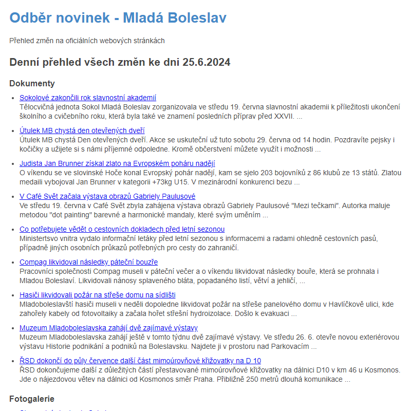 Odběr novinek ze dne 25.6.2024