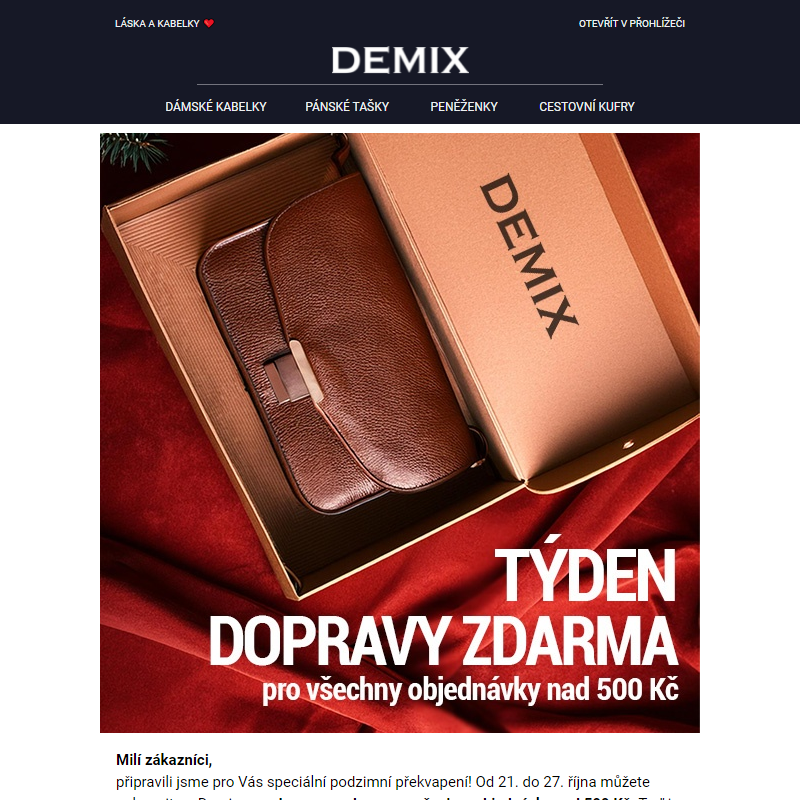 Týden dopravy zdarma! Podzimní kabelky na Demix.cz