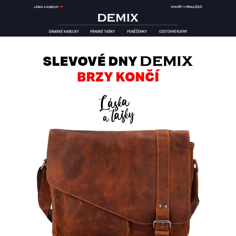 Slevové dny DEMIX brzy končí! Pánské tašky -13 %_