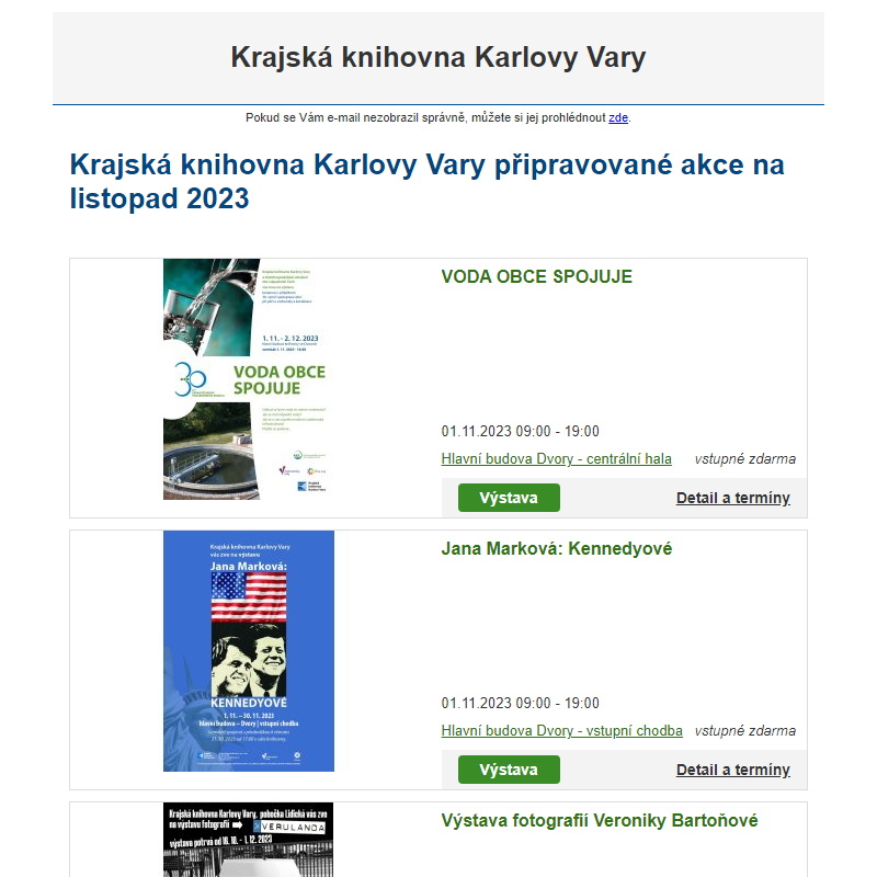Krajská knihovna Karlovy Vary připravované akce na listopad 2023