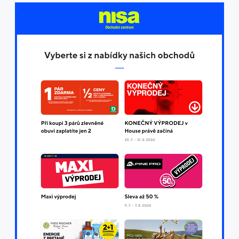 Letní výprodeje v OC Nisa pokračují