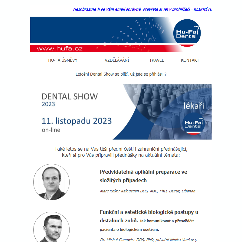 Vzdělávání - Program Dental Show pro lékaře - on-line 11. listopadu
