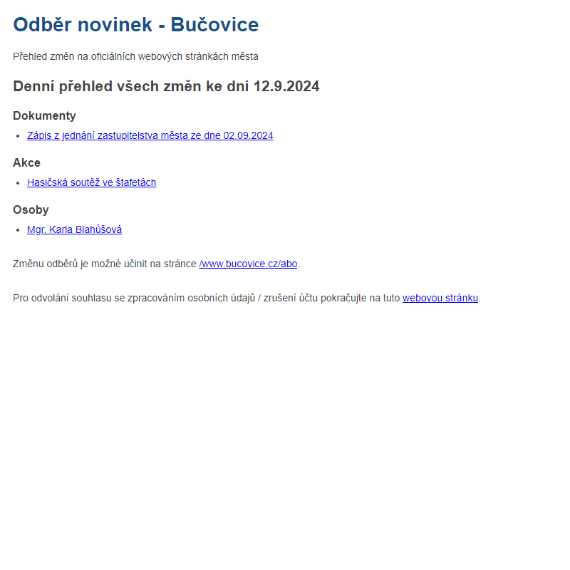 Odběr novinek ze dne 12.9.2024