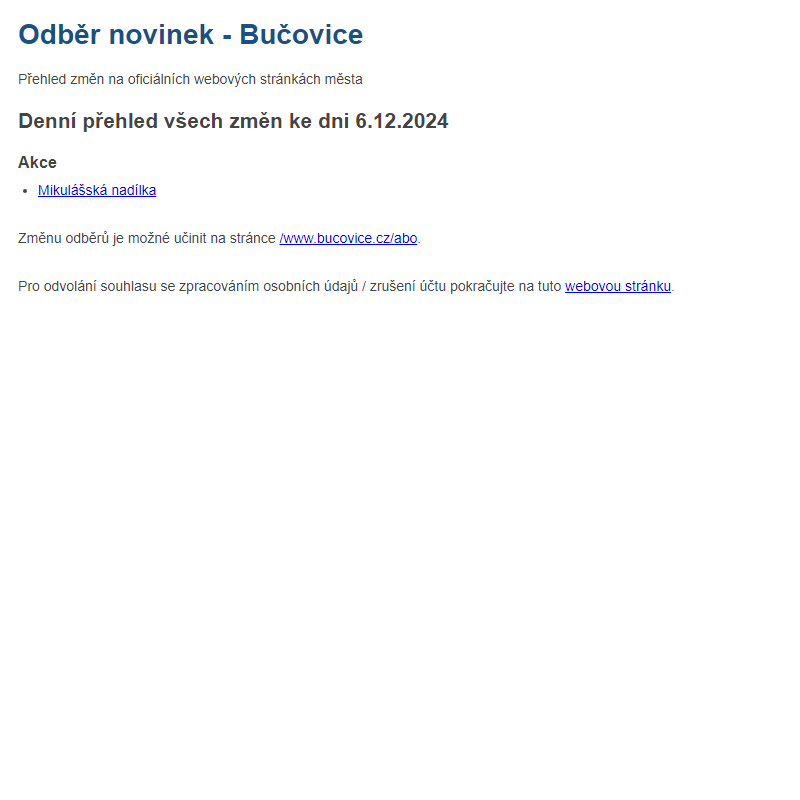 Odběr novinek ze dne 6.12.2024