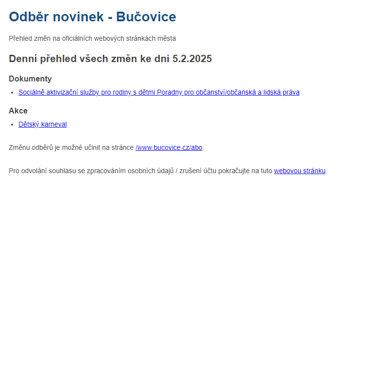 Odběr novinek ze dne 5.2.2025