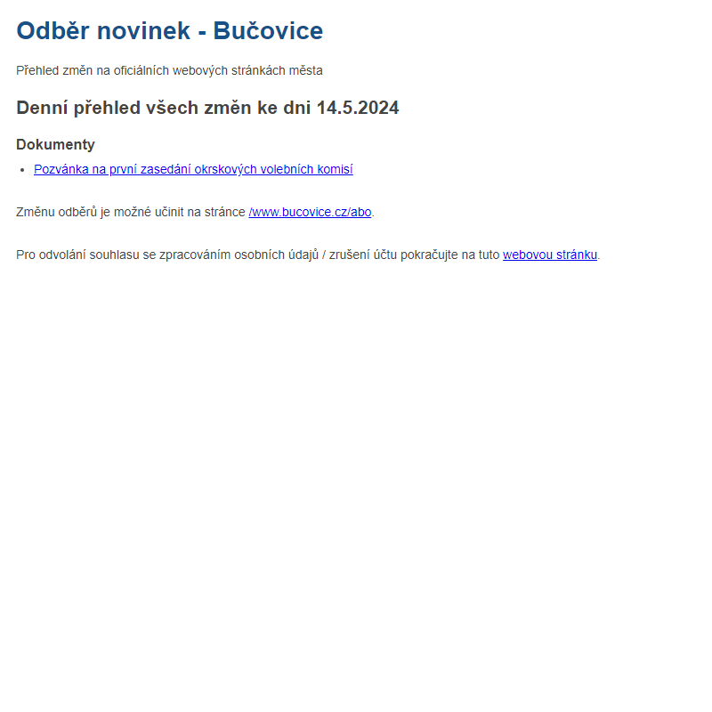 Odběr novinek ze dne 14.5.2024