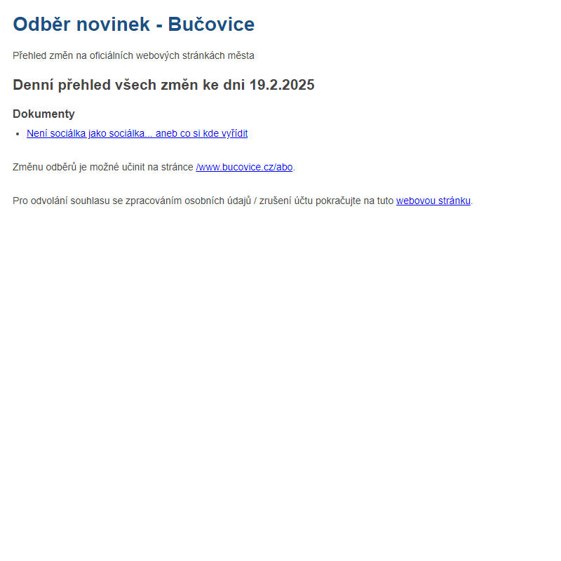 Odběr novinek ze dne 19.2.2025