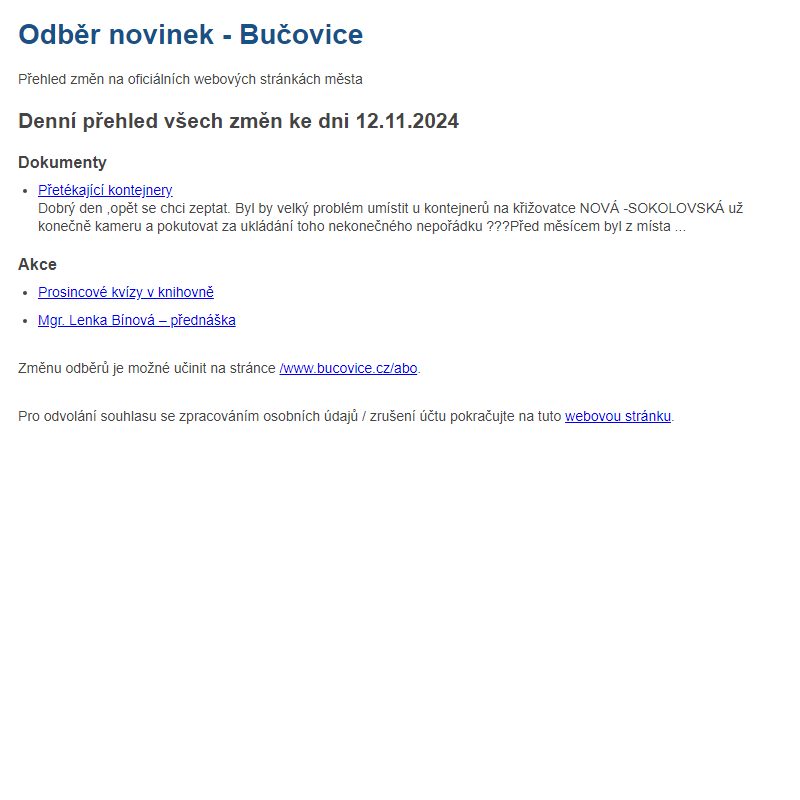 Odběr novinek ze dne 12.11.2024